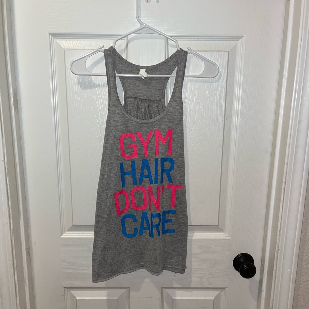 Gray gym tank top